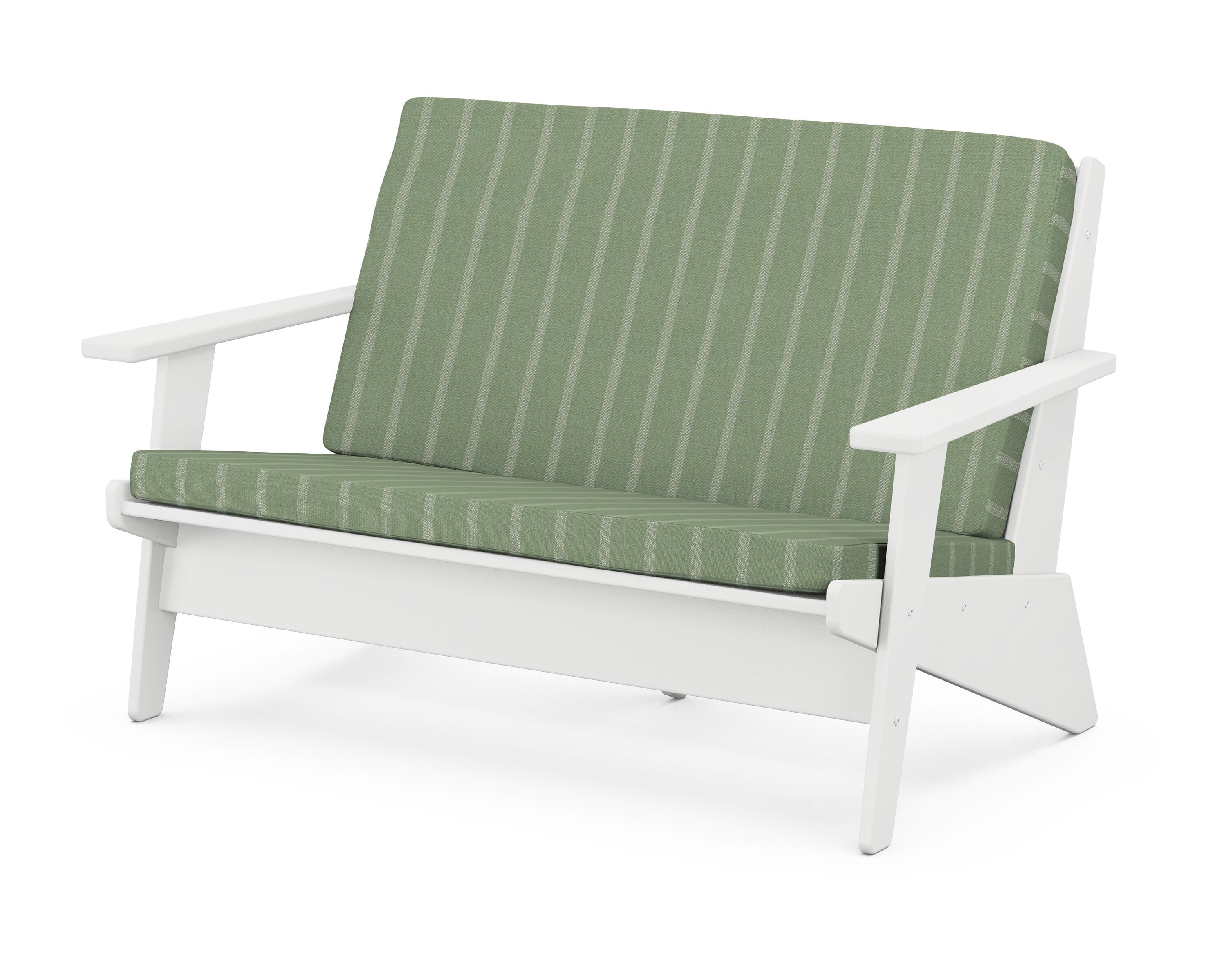 POLYWOOD® Riviera Modern Lounge Loveseat in White / Unwind Rainwashed