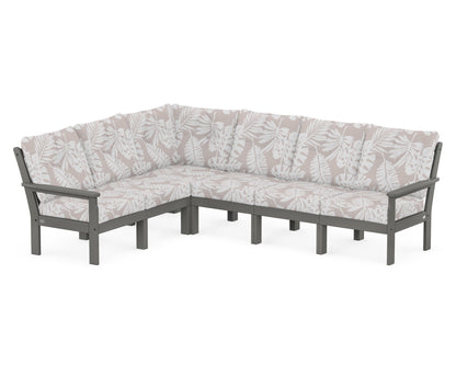 POLYWOOD® Vineyard 6-Piece Sectional in Slate Grey / Leaf Dune Burlap