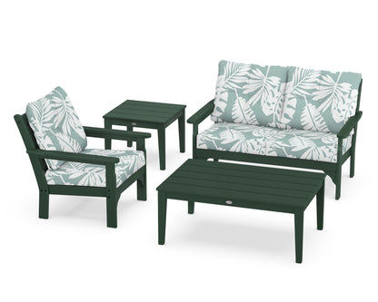 POLYWOOD® Vineyard 4-Piece Deep Seating Set in Green / Leaf Glacier Spa