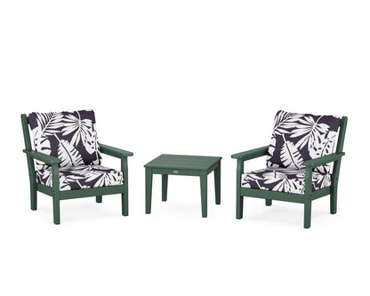 POLYWOOD® Chippendale 3-Piece Deep Seating Set in Green / Leaf Navy