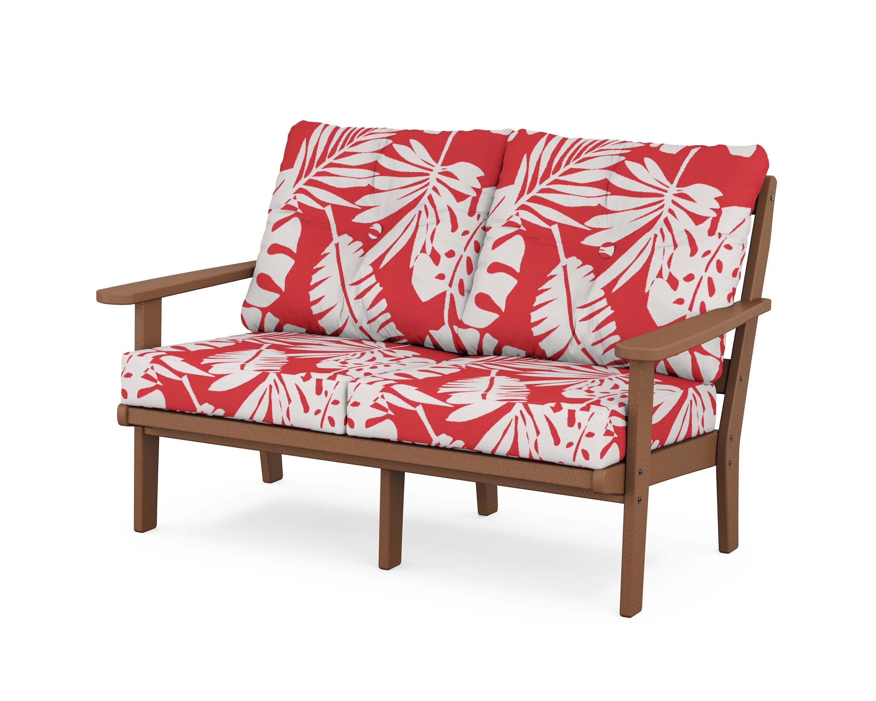 POLYWOOD® Mission Deep Seating Loveseat in Teak / Leaf Crimson