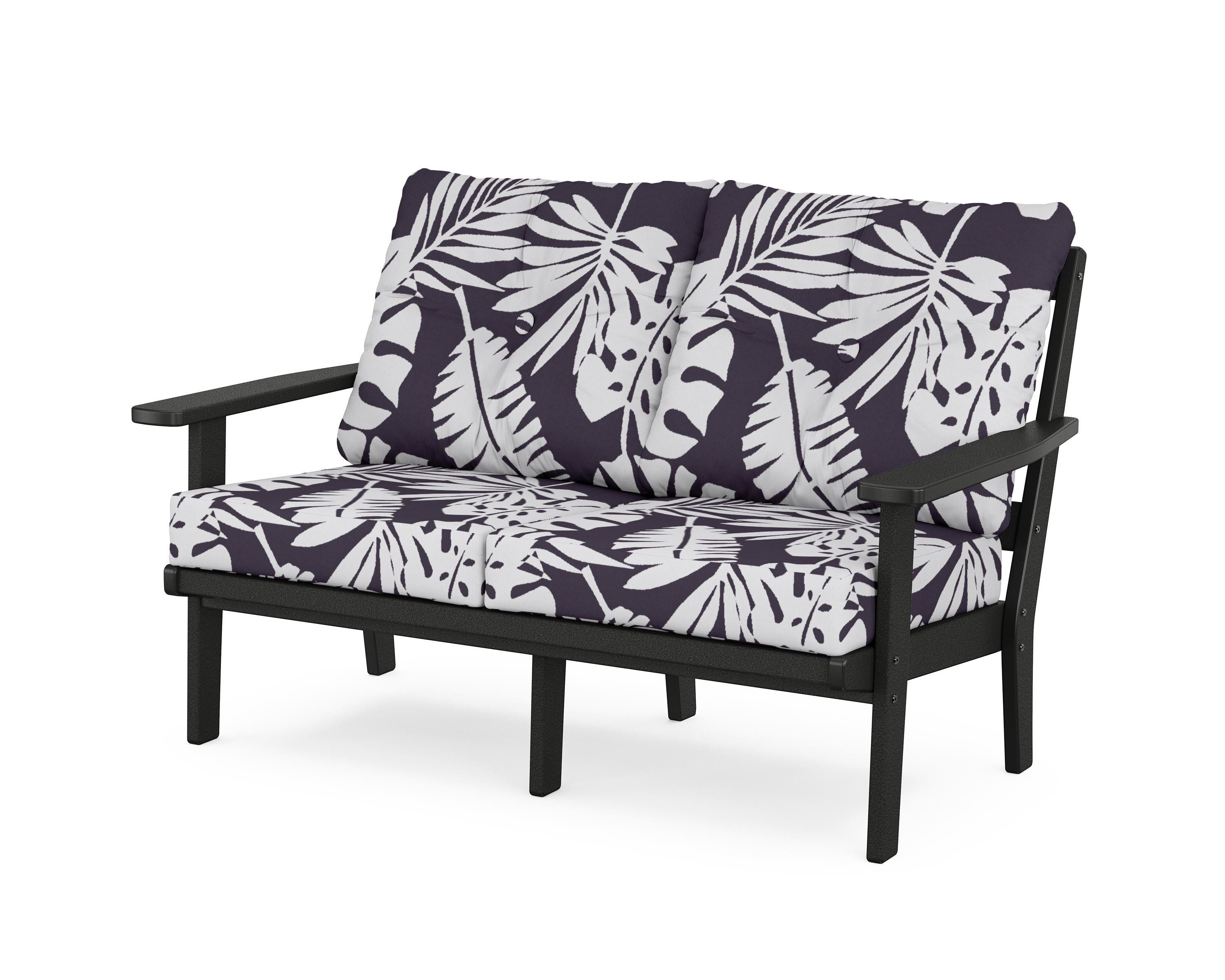 POLYWOOD® Oxford Deep Seating Loveseat in Black / Leaf Navy