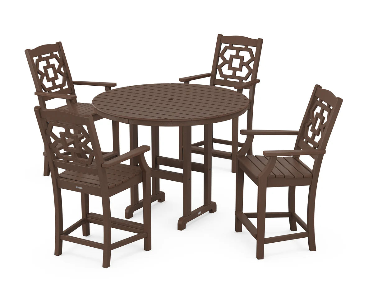 Chinoiserie 5-Piece Round Farmhouse Counter Set