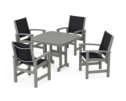POLYWOOD® Coastal 5-Piece Dining Set in Slate Grey / Black Sling