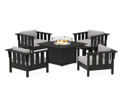 Martha Stewart by POLYWOOD® Acadia 5-Piece Deep Seating Set with Fire Pit Table in Black / Granite