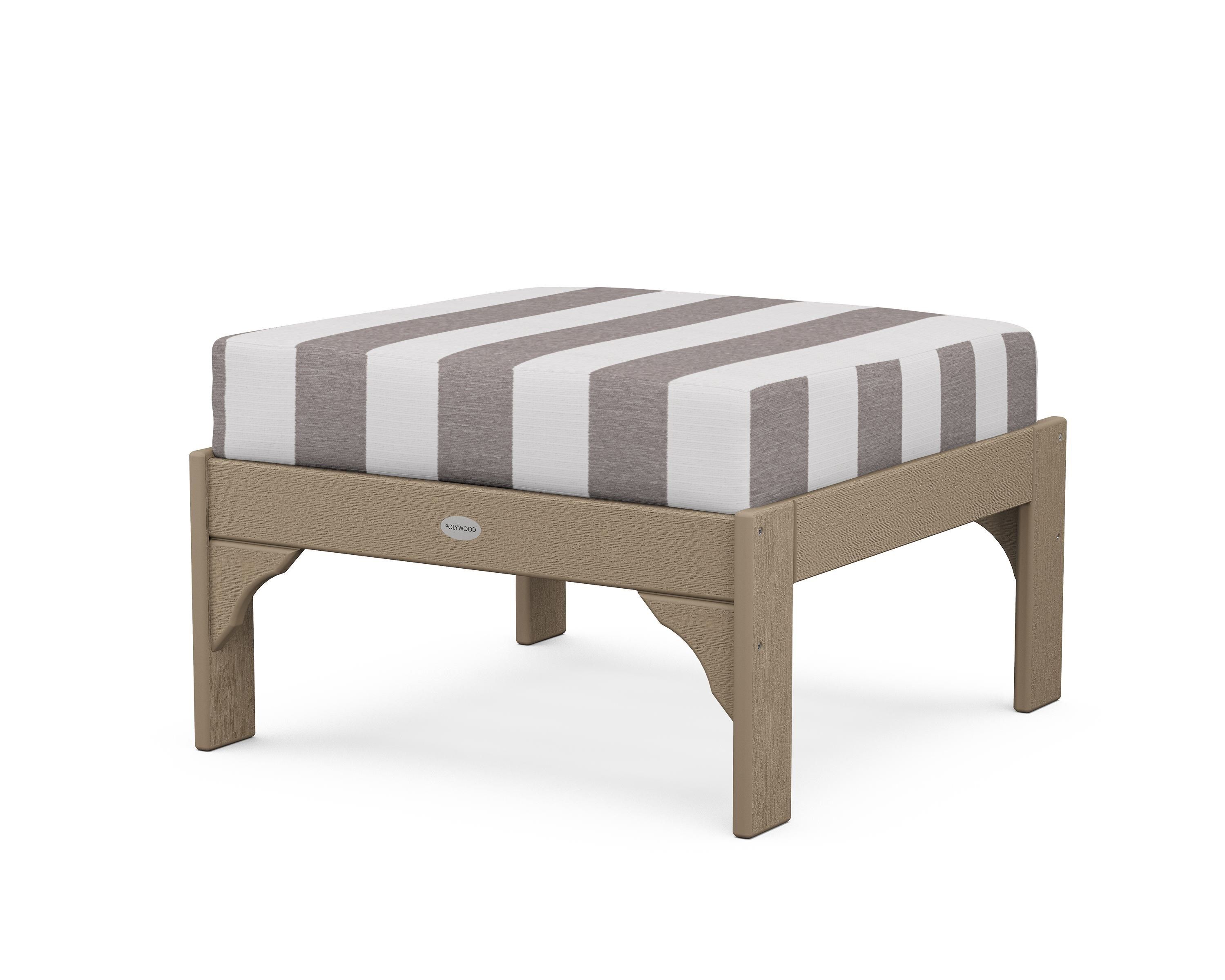 POLYWOOD¬Æ Vineyard Deep Seating Ottoman in Vintage Sahara / Cabana Stripe Grey Mist