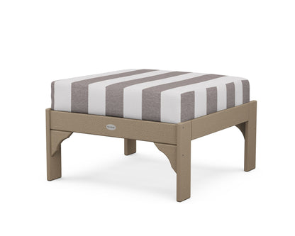 POLYWOOD¬Æ Vineyard Deep Seating Ottoman in Vintage Sahara / Cabana Stripe Grey Mist