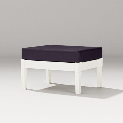 PW Designer Series Estate Lounge Ottoman in Vintage White / Navy Linen