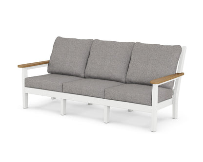POLYWOOD® Chippendale Deep Seating Sofa in White / Natural / Grey Mist