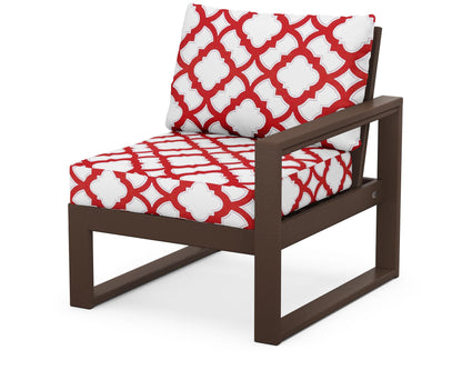 POLYWOOD® EDGE Modular Right Arm Chair in Mahogany / Trellis Crimson