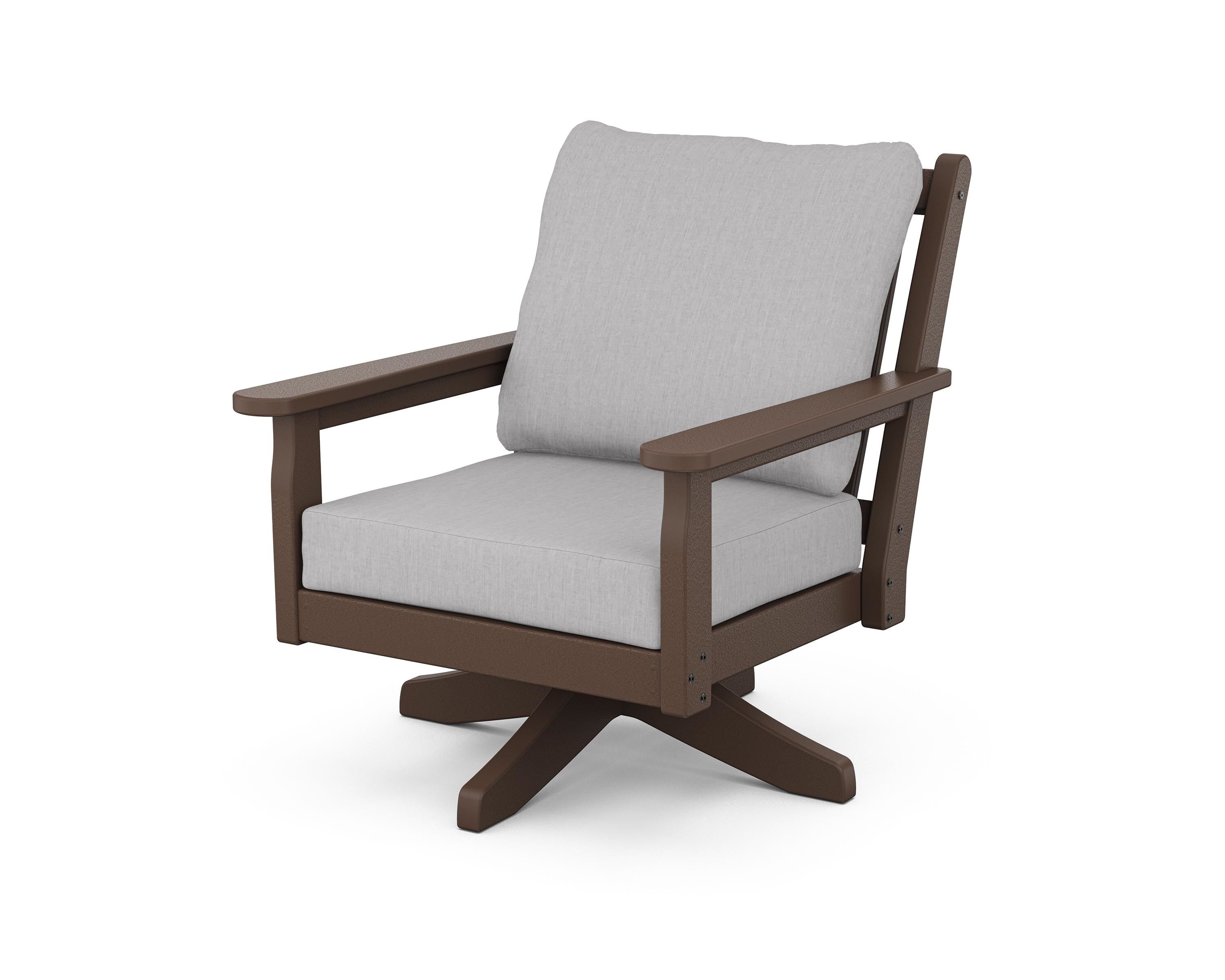 POLYWOOD® Chippendale Deep Seating Swivel Chair in Mahogany / Granite