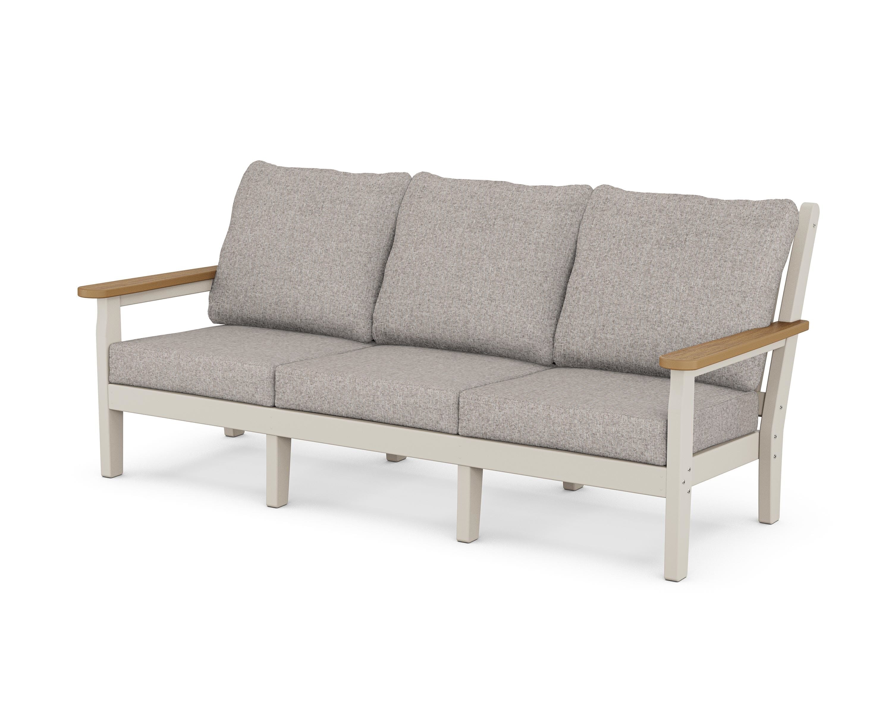 POLYWOOD® Chippendale Deep Seating Sofa in Sand / Natural / Weathered Tweed