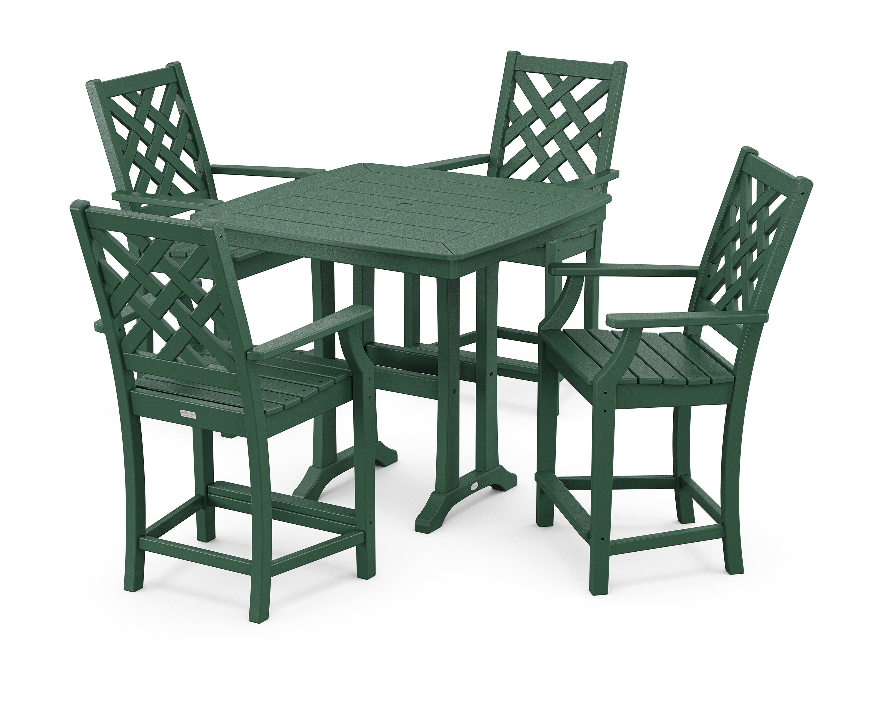 Country Living Wovendale 5-Piece Counter Set with Trestle Legs in Green