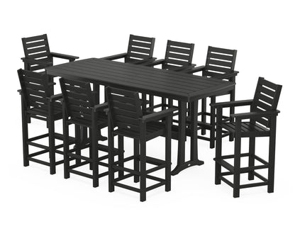 POLYWOOD® Captain 9-Piece Bar Set with Trestle Legs in Black