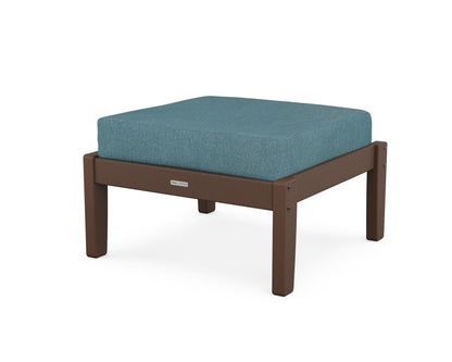 Martha Stewart by POLYWOOD® Chinoiserie Deep Seating Ottoman in Mahogany / Ocean Teal