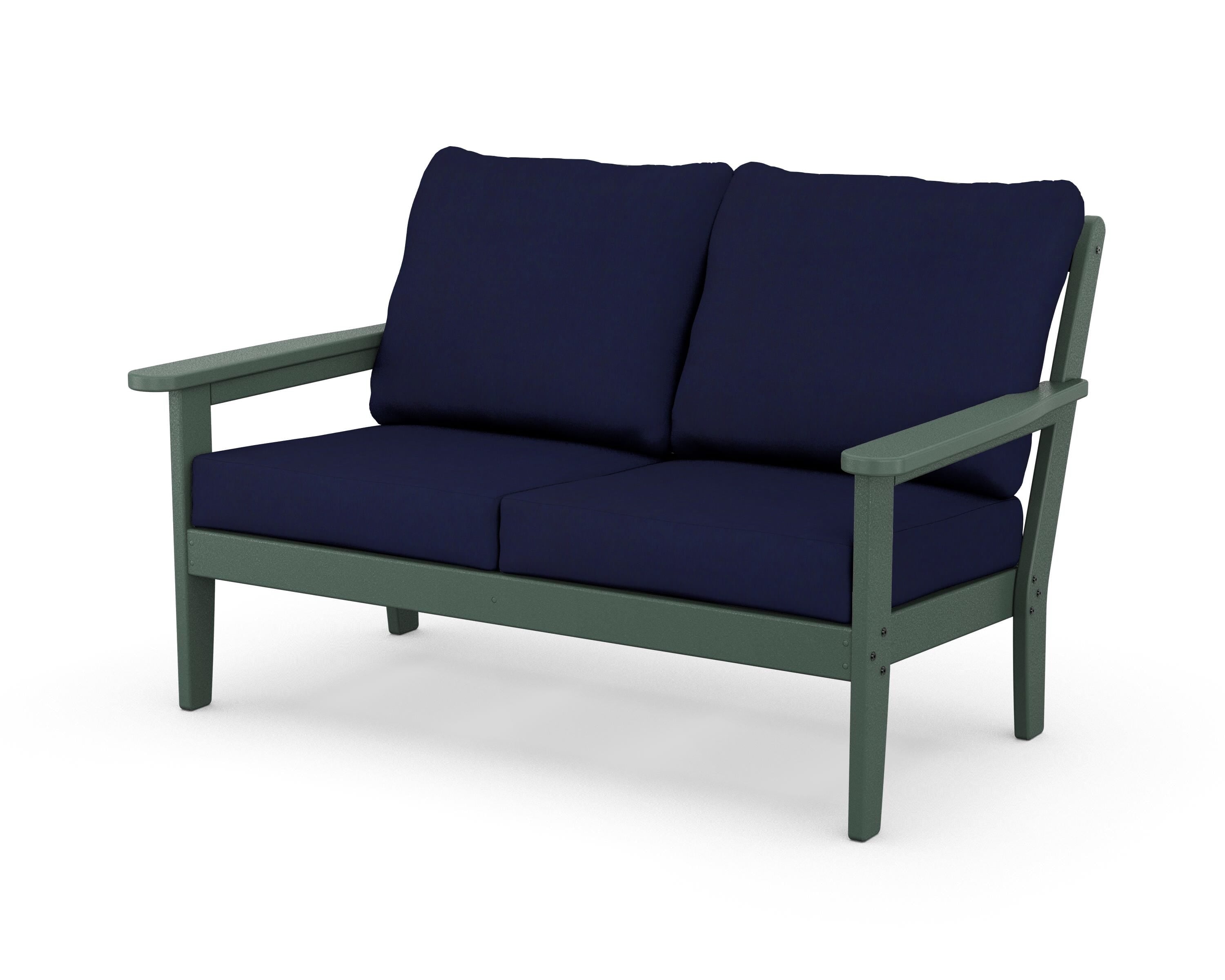 Country Living Cottage Deep Seating Loveseat in Green / Navy