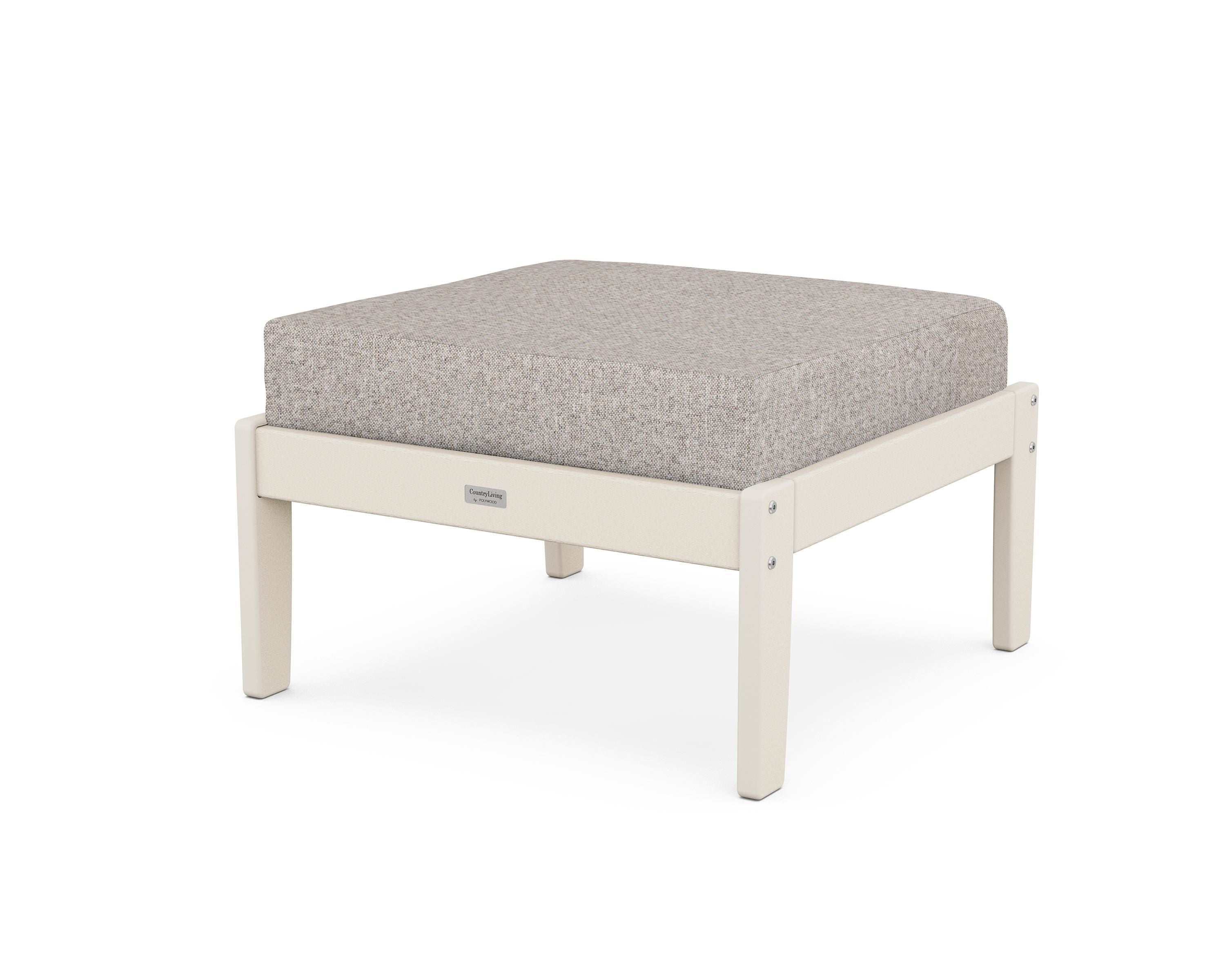 Country Living Cottage Deep Seating Ottoman in Sand / Weathered Tweed