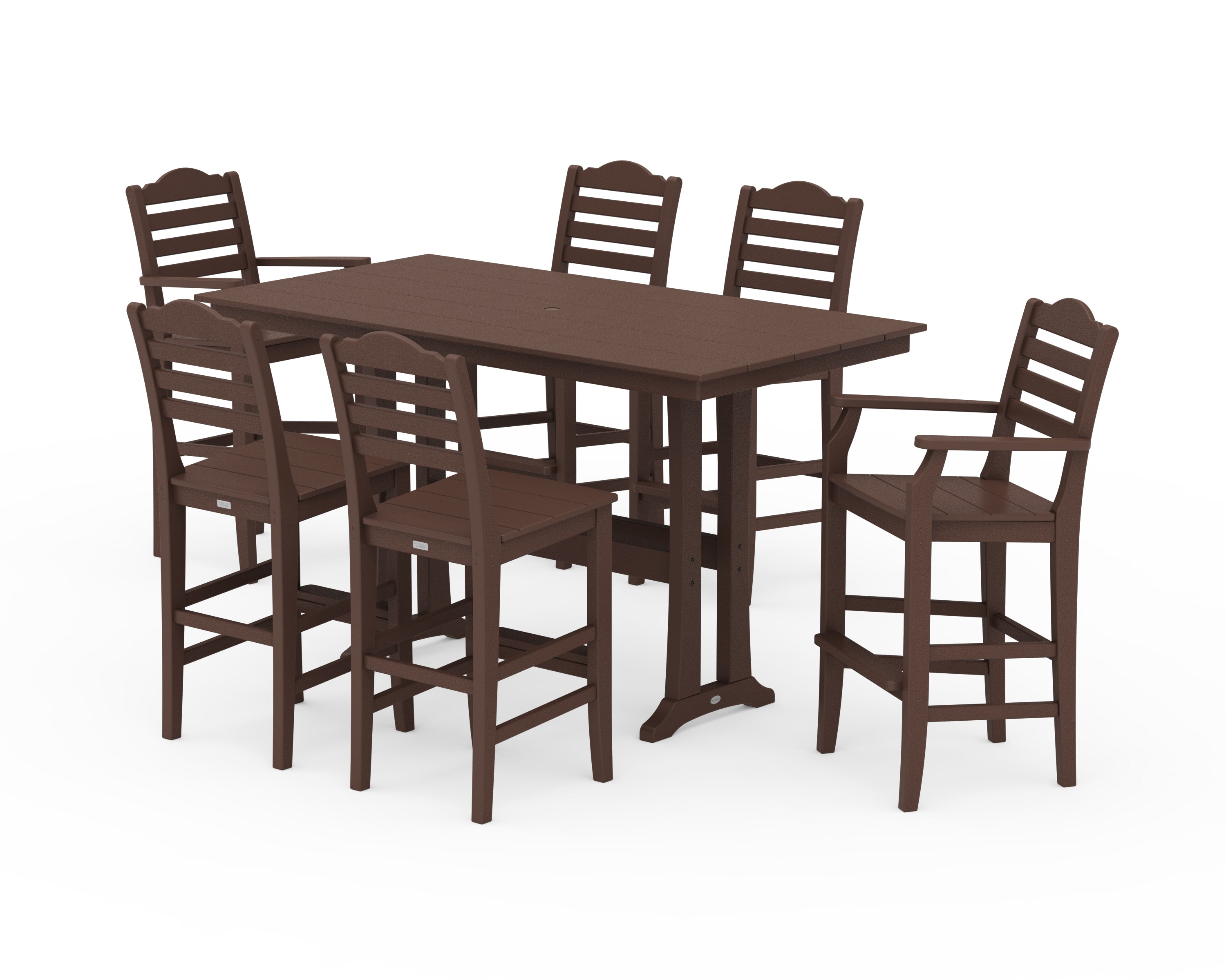 Draper James™ by  POLYWOOD® Savannah 7-Piece Farmhouse Bar Set with Trestle Legs in Mahogany