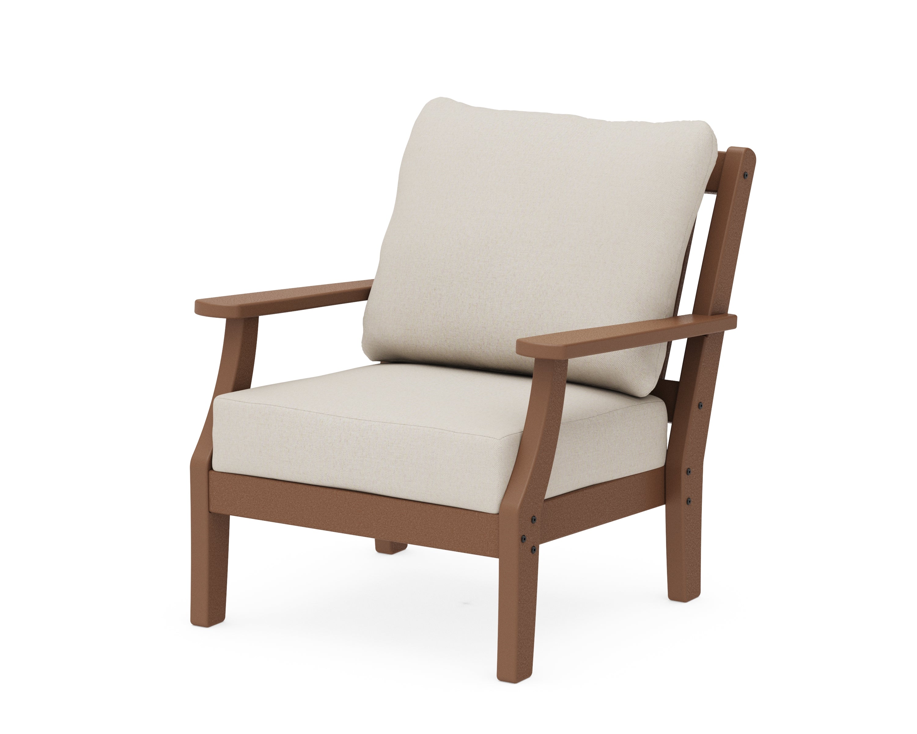 Martha Stewart by POLYWOOD® Chinoiserie Deep Seating Chair in Teak / Dune Burlap
