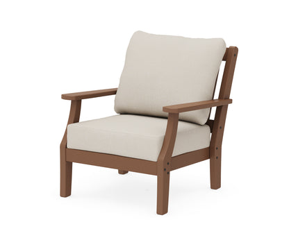 Martha Stewart by POLYWOOD® Chinoiserie Deep Seating Chair in Teak / Dune Burlap