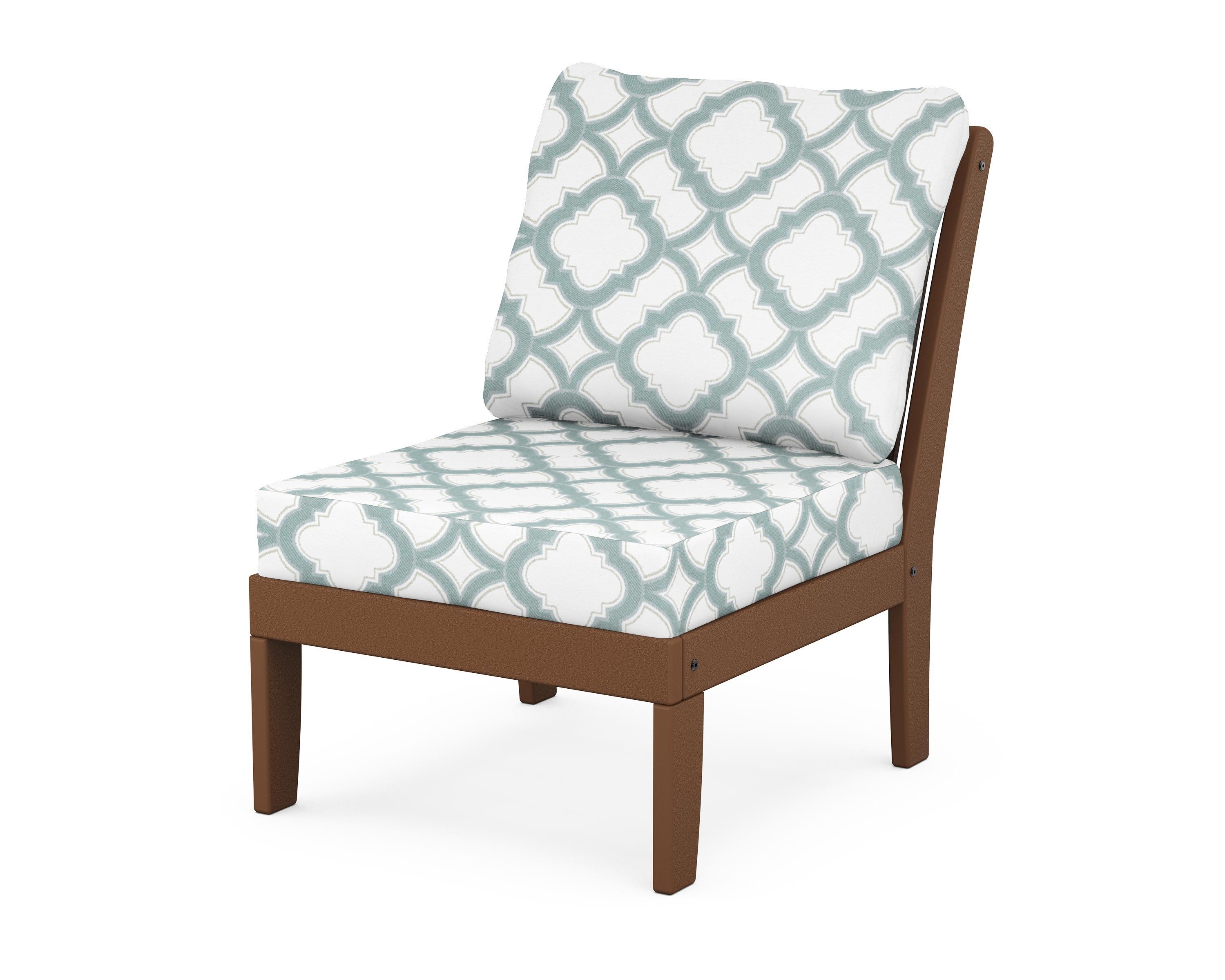 POLYWOOD® Braxton Modular Armless Chair in Teak / Trellis Glacier Spa