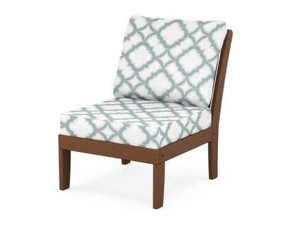 POLYWOOD® Braxton Modular Armless Chair in Teak / Trellis Glacier Spa