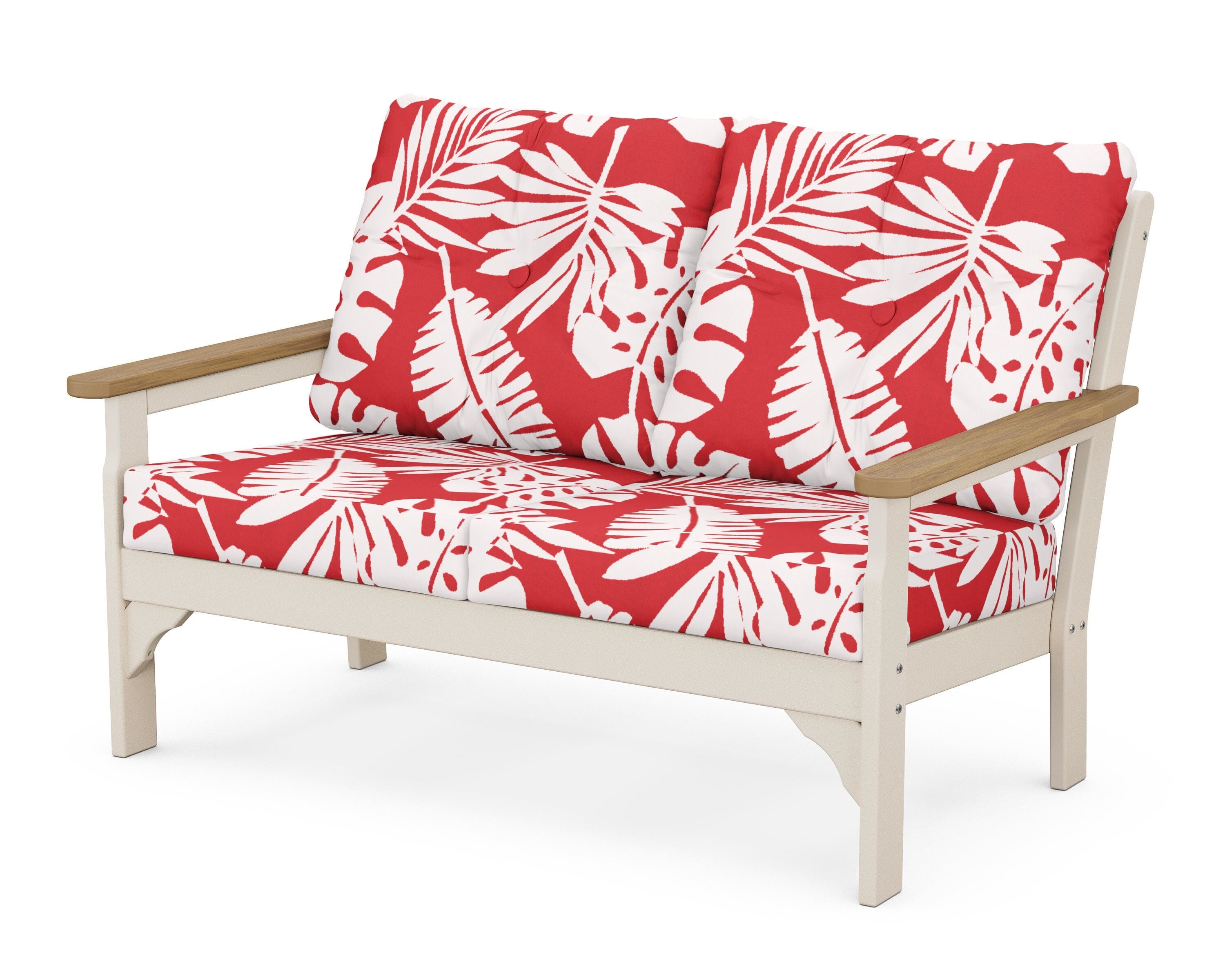 POLYWOOD® Vineyard Deep Seating Loveseat in Sand / Natural / Leaf Crimson