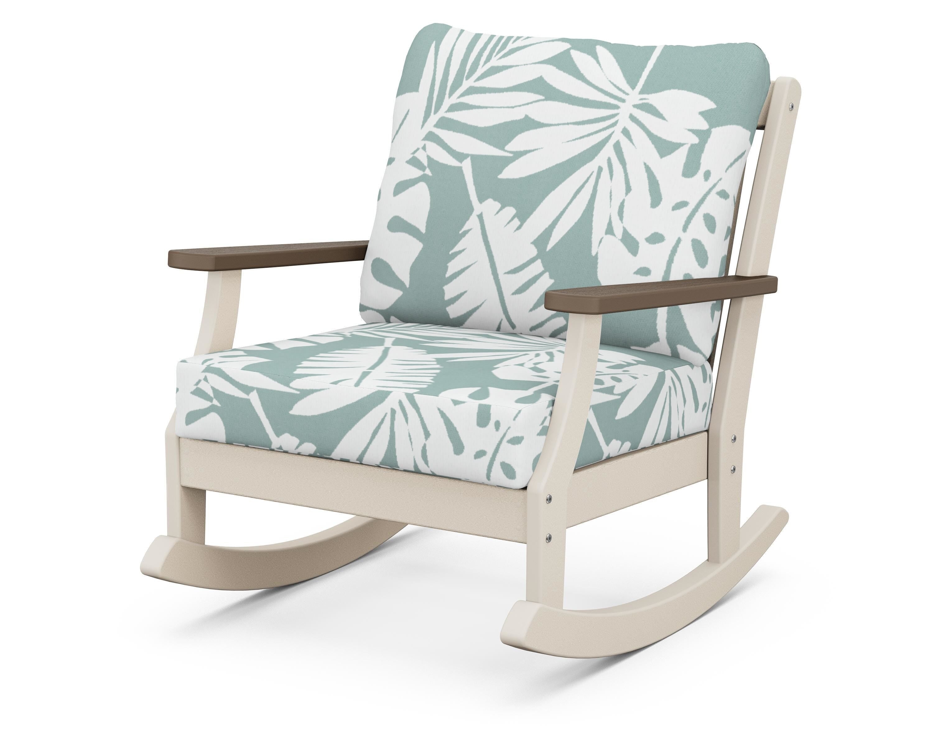 POLYWOOD® Braxton Deep Seating Rocking Chair in Sand / Kona / Leaf Glacier Spa