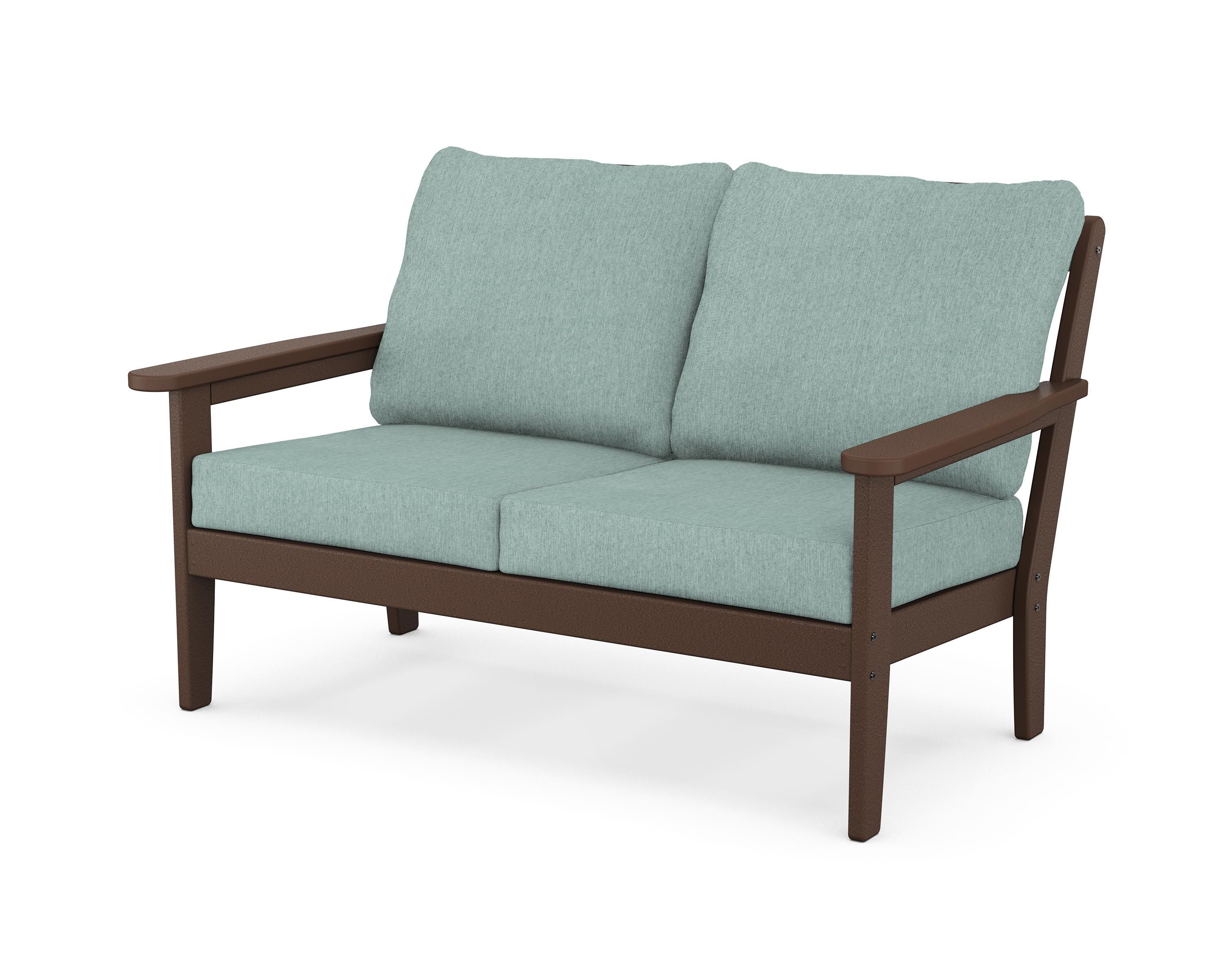 Country Living Cottage Deep Seating Loveseat in Mahogany / Glacier Spa