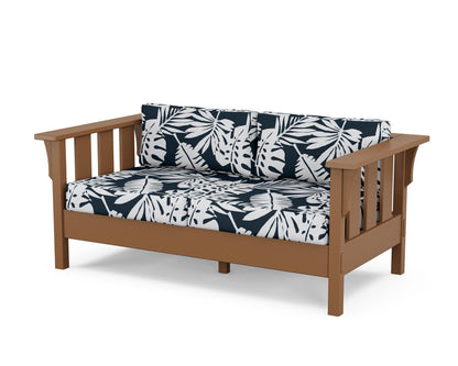 Martha Stewart by POLYWOOD® Acadia Deep Seating Loveseat in Teak / Leaf Marine Indigo