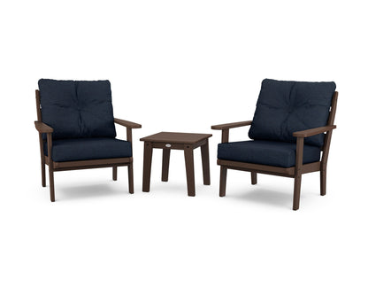 POLYWOOD® Lakeside 3-Piece Deep Seating Chair Set in Mahogany / Marine Indigo