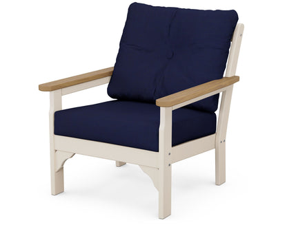 POLYWOOD® Vineyard Deep Seating Chair in Sand / Natural / Navy