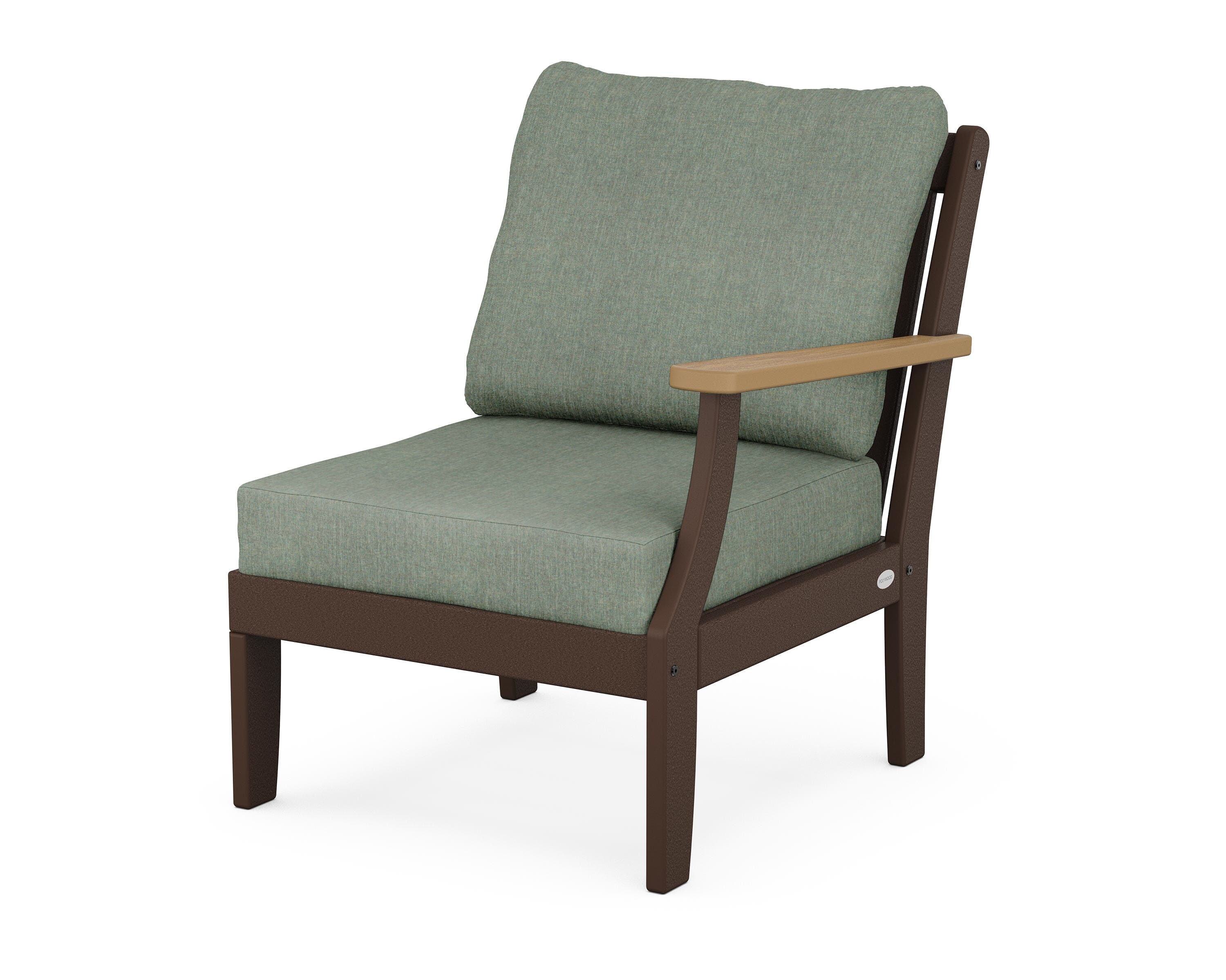 POLYWOOD® Braxton Modular Right Arm Chair in Mahogany / Natural / Cast Sage