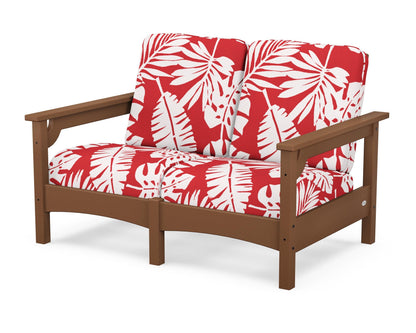 POLYWOOD® Club Loveseat in Teak / Leaf Crimson