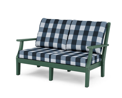 Country Living Wovendale Deep Seating Loveseat in Green / Buffalo Plaid Marine Indigo