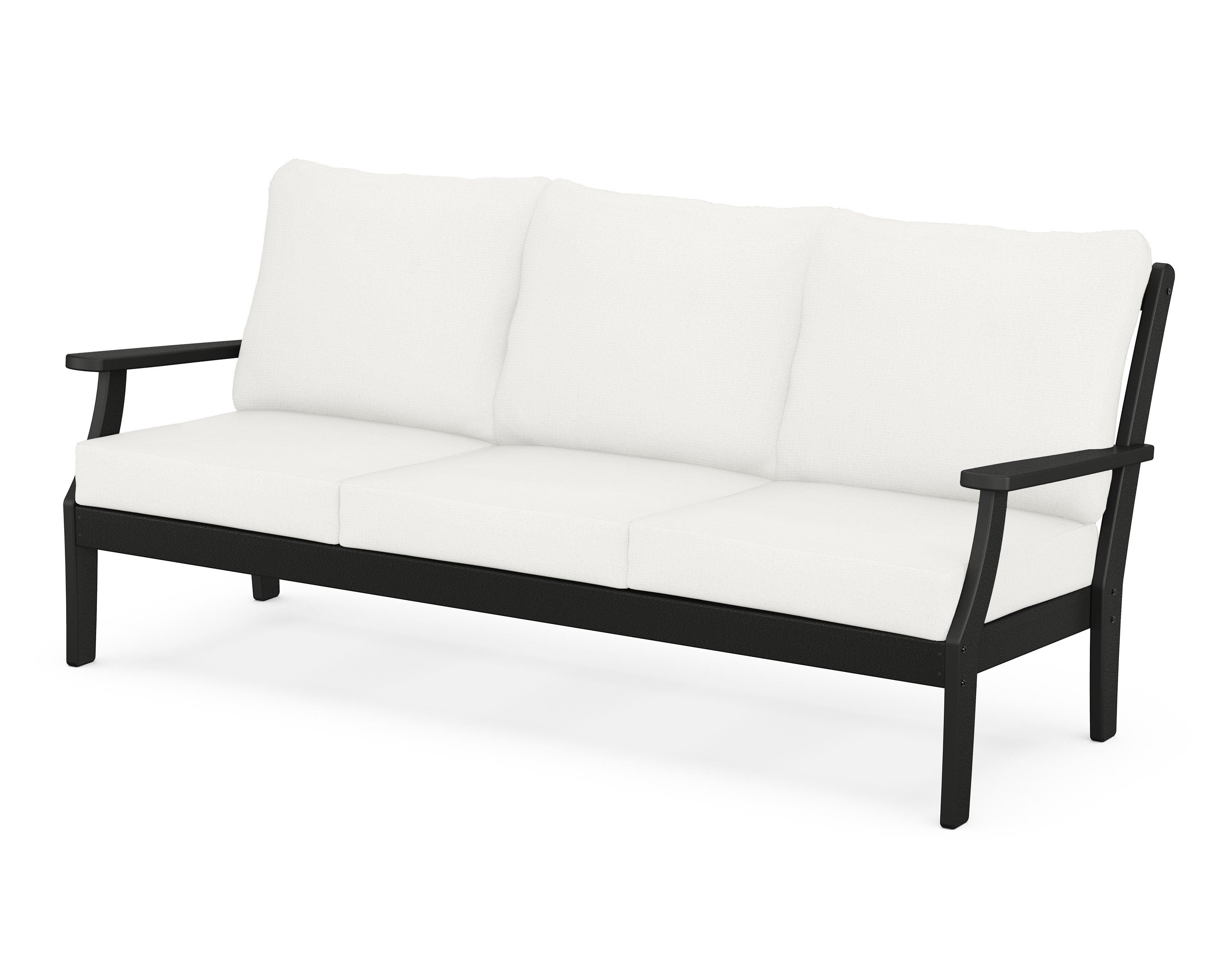 POLYWOOD® Braxton Deep Seating Sofa in Black / Natural Linen
