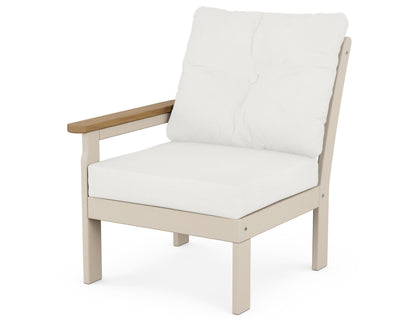 POLYWOOD® Vineyard Modular Left Arm Chair in Sand / Natural / Natural Linen
