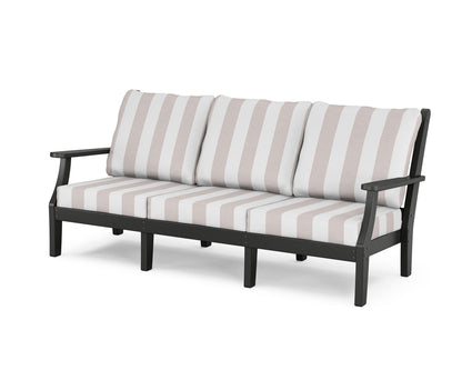 Country Living Wovendale Deep Seating Sofa in Black / Cabana Stripe Dune Burlap