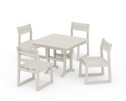 POLYWOOD® EDGE Sling Side Chair 5-Piece Farmhouse Dining Set in Sand / Parchment Sling