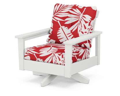 POLYWOOD® Prescott Deep Seating Swivel Chair in White / Leaf Crimson