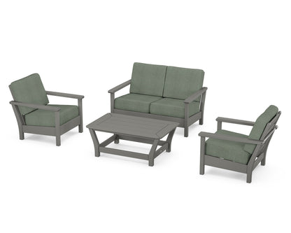 POLYWOOD® Harbour 4-Piece Deep Seating Set in Slate Grey / Cast Sage