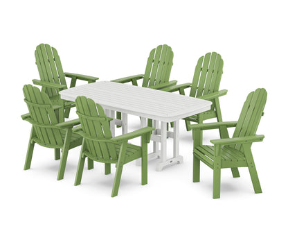 POLYWOOD® Vineyard Curveback Adirondack Chair 7-Piece Dining Set in Lime / White