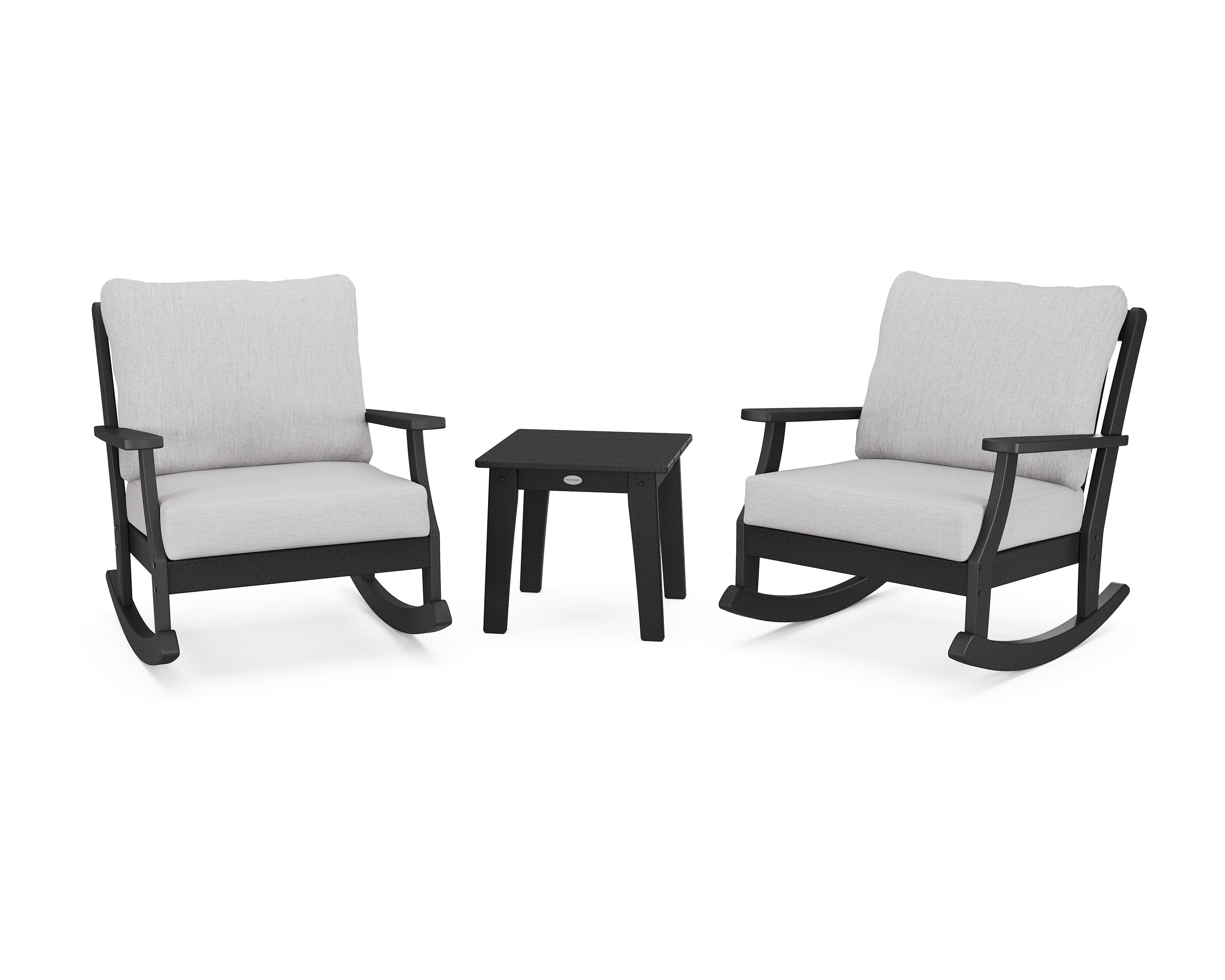 POLYWOOD® Braxton 3-Piece Deep Seating Rocker Set in Black / Granite