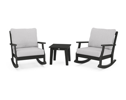POLYWOOD® Braxton 3-Piece Deep Seating Rocker Set in Black / Granite