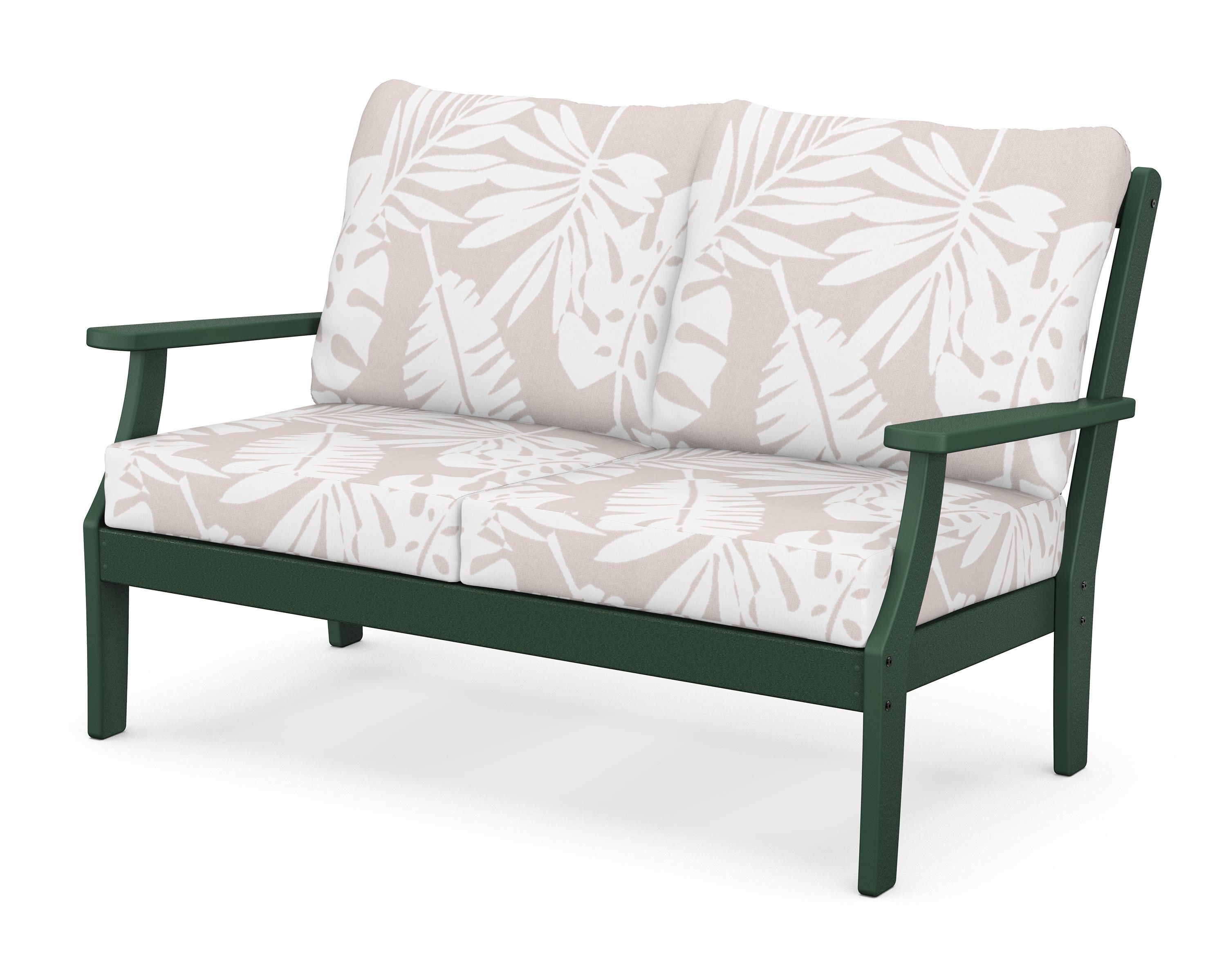 POLYWOOD® Braxton Deep Seating Loveseat in Green / Leaf Dune Burlap