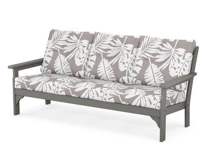 POLYWOOD® Vineyard Deep Seating Sofa in Slate Grey / Leaf Grey Mist