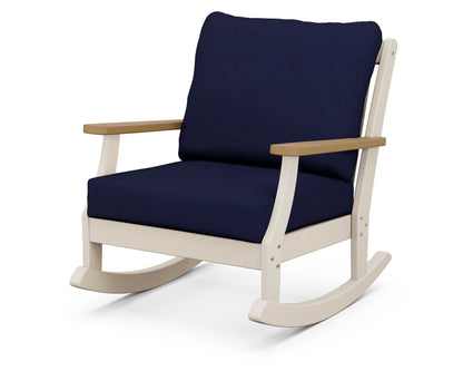 POLYWOOD® Braxton Deep Seating Rocking Chair in Sand / Natural / Navy