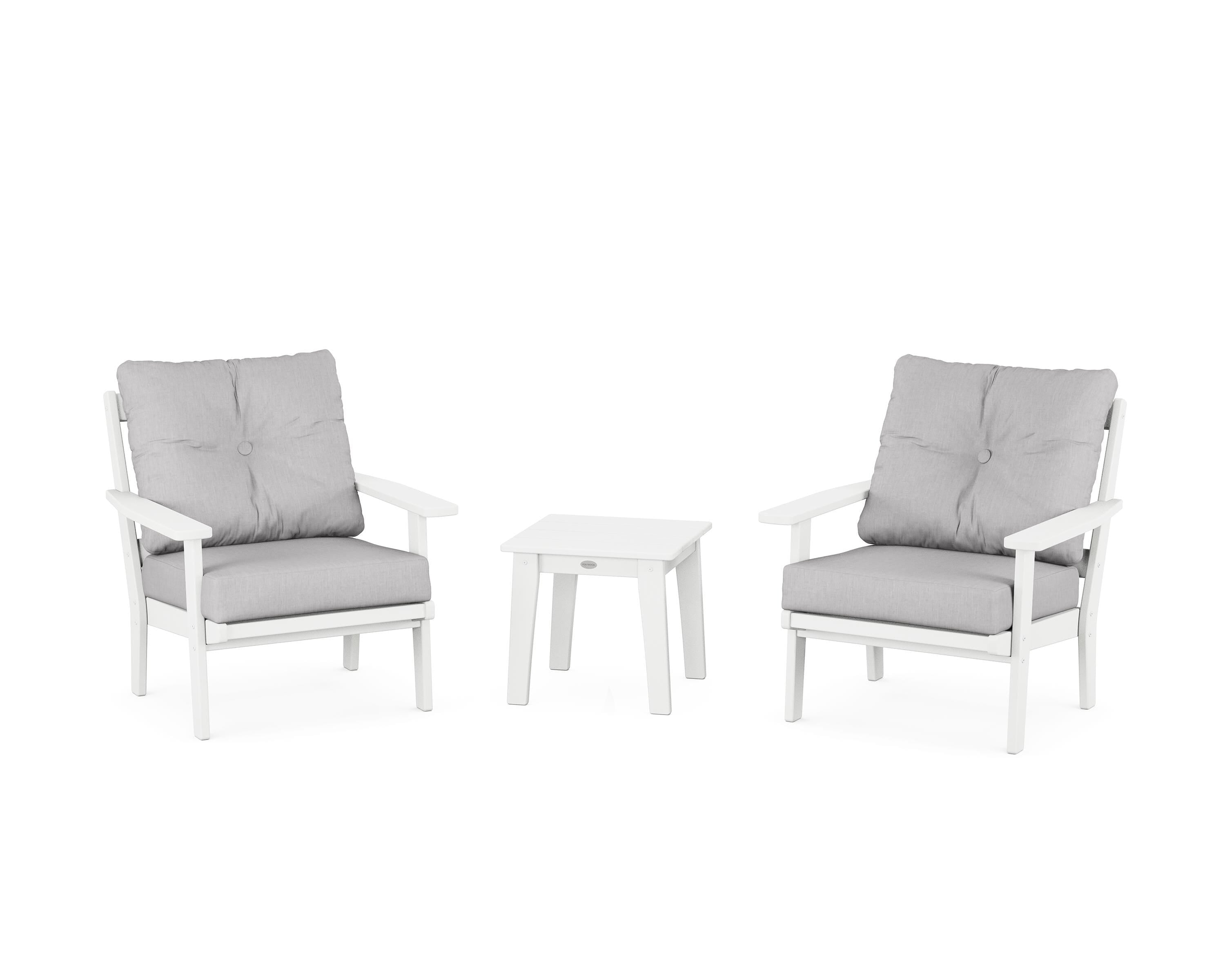 POLYWOOD® Oxford 3-Piece Deep Seating Set in White / Granite