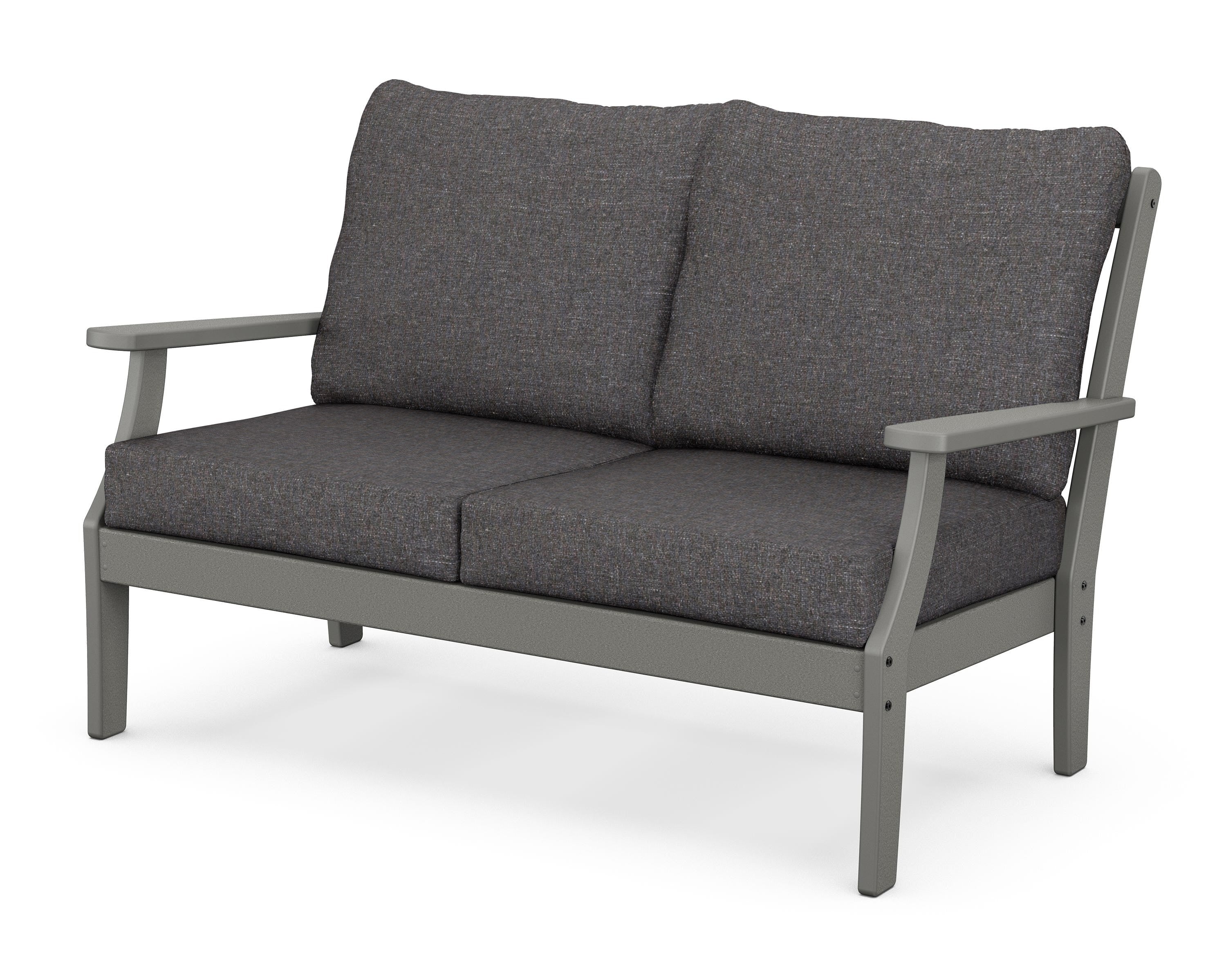 POLYWOOD® Braxton Deep Seating Loveseat in Slate Grey / Ash Charcoal