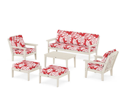 Country Living Cottage 6-Piece Lounge Sofa Set in Sand / Leaf Crimson
